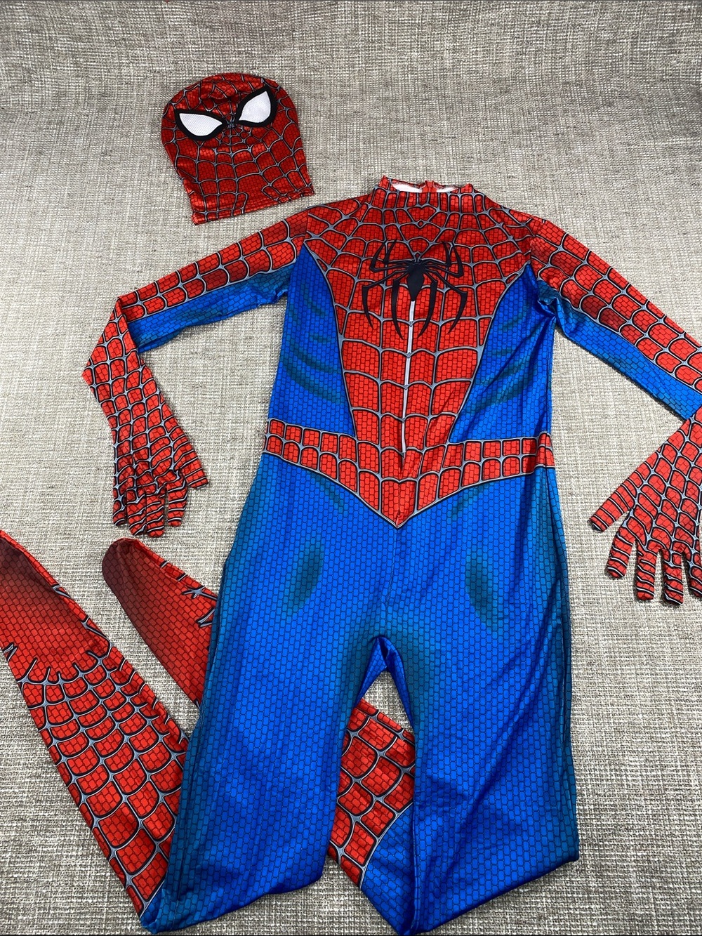 Mens Spider-Inspired Red & Blue Face Mask Costume Set Spider-Man large new